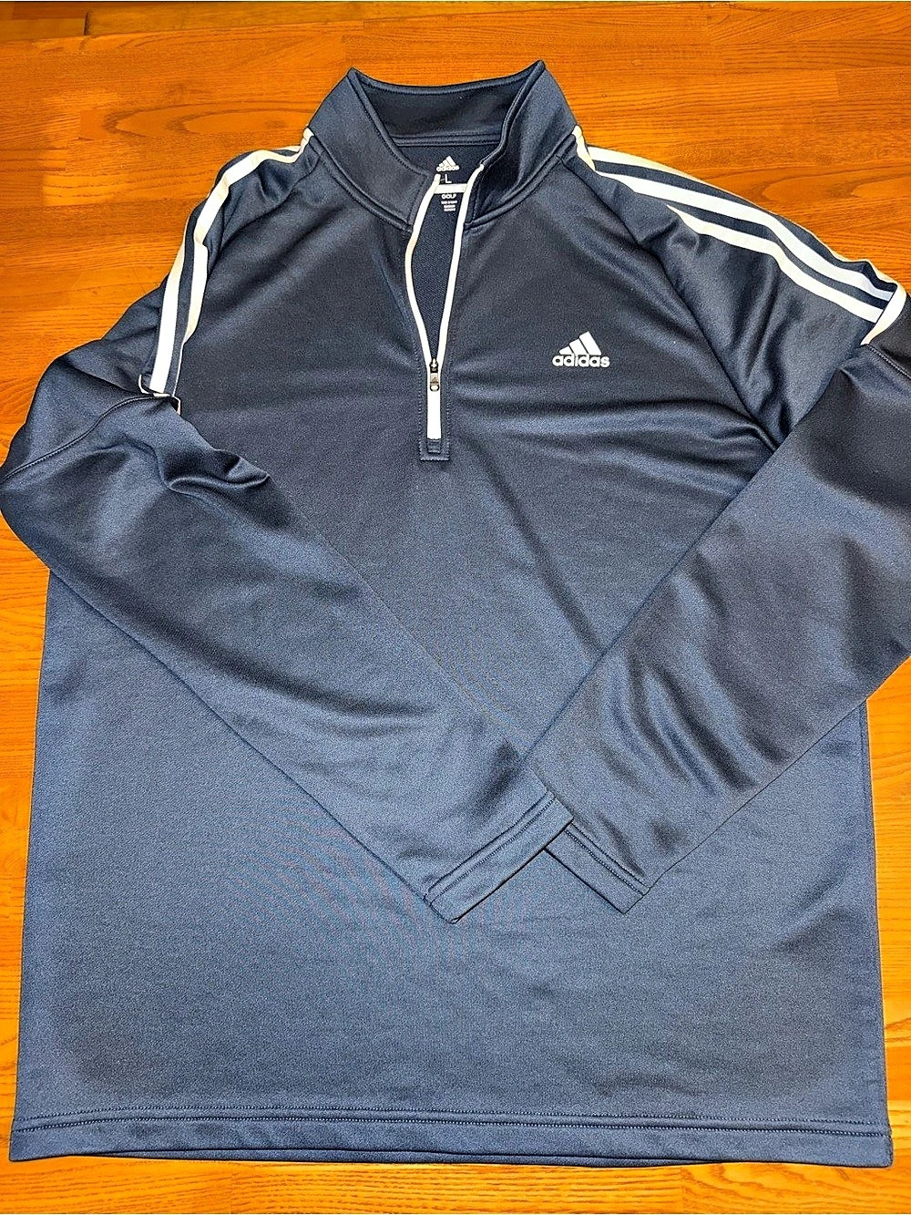 adidas Golf 3-Stripe Quarter-Zip Pullover Men's Blue & White Large